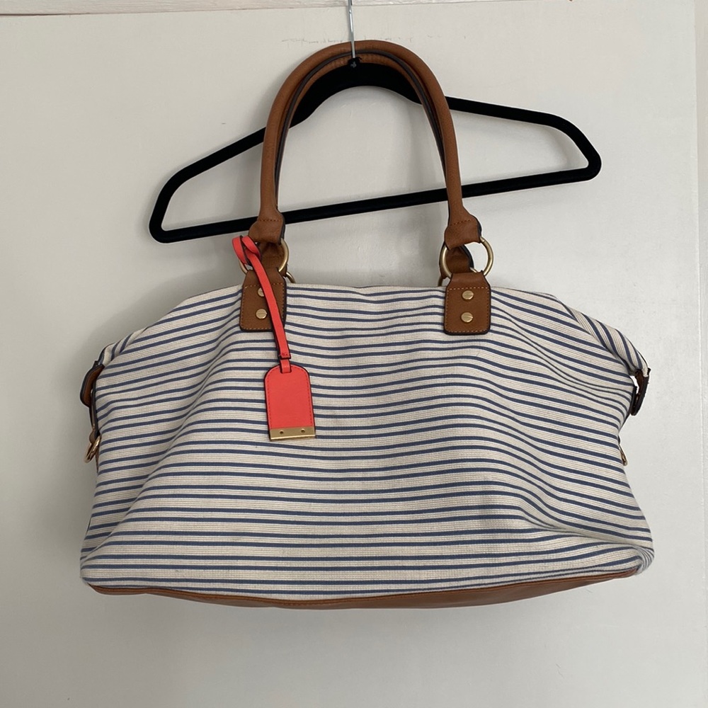 Mix No. 6 Tote Bag Purse Blue White Striped
